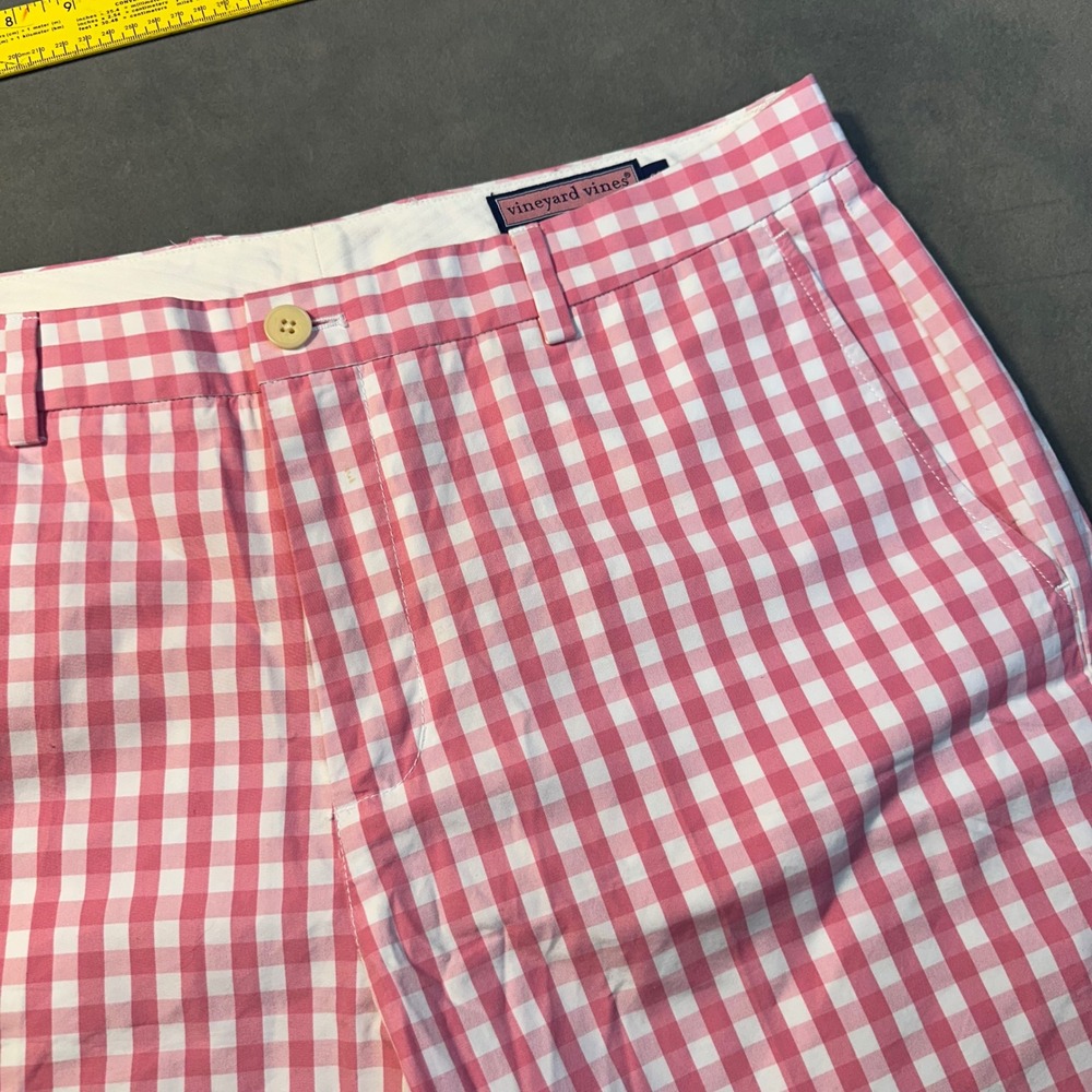 Vineyard Vines Breaker Shorts Mens 36 Pink Gingham Check Cotton Excellent